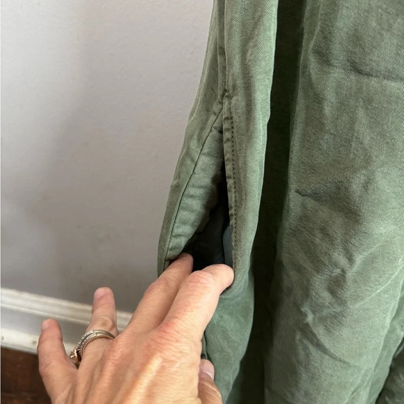 Aerie Army Green Chambray Romper Shorts with Button Down Bodice with Pockets (M) - Picture 3 of 6